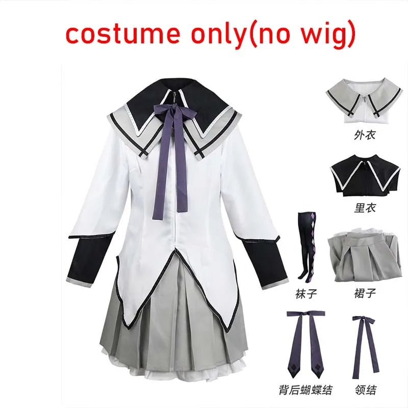HOMCHEE TRENDS Akemi Homura Anime Cosplay Costume Set with Wig