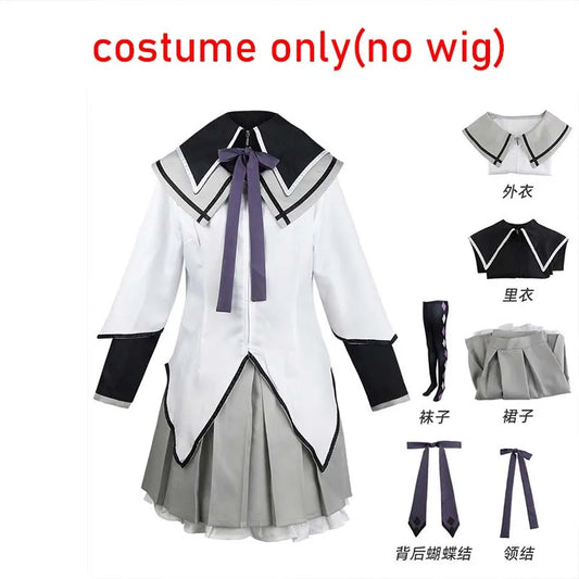 Anime Akemi Homura Cosplay Costume Fighting Uniform Stockings  Akemi Homura Outfits