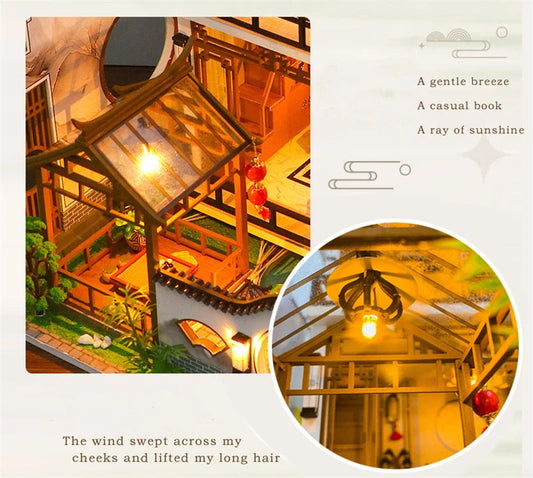 NEW DIY Wooden Doll Houses Japanese Ancient Casa Miniature Building Kits with Furniture Led Dollhouse for Adults Christmas Gifts SS69