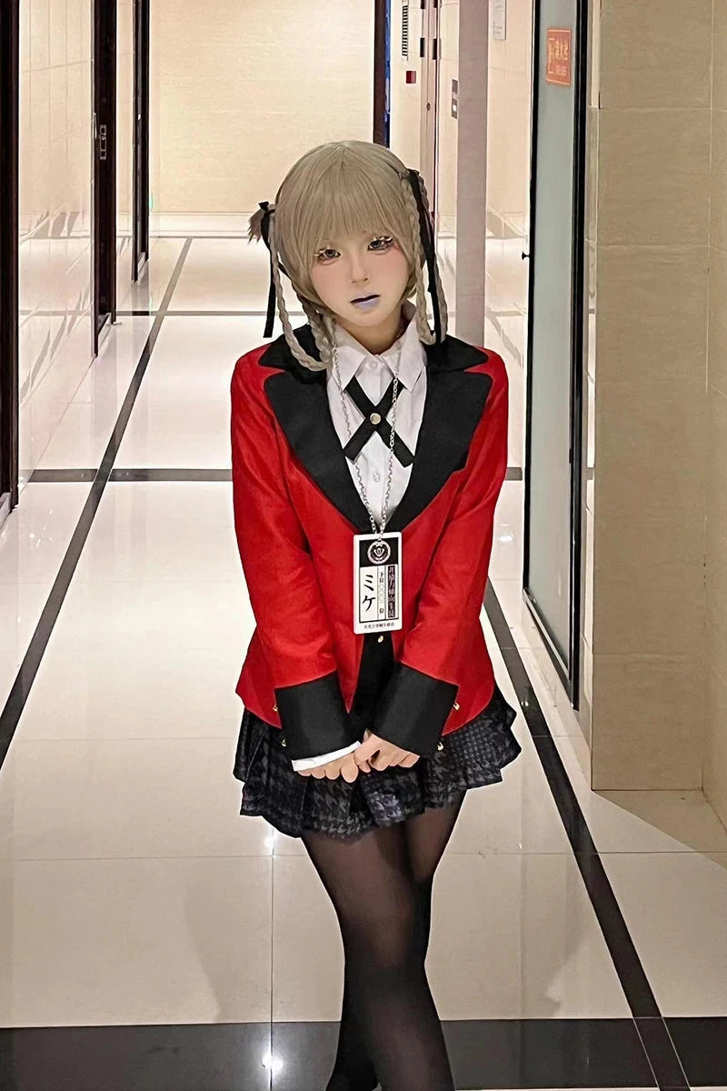 Anime Kakegurui Cosplay Costume Kirari Momobami Uniform Yumeko Sayaka Compulsive Gambler Japanese School Girl Pleated Skirt Suit SS69