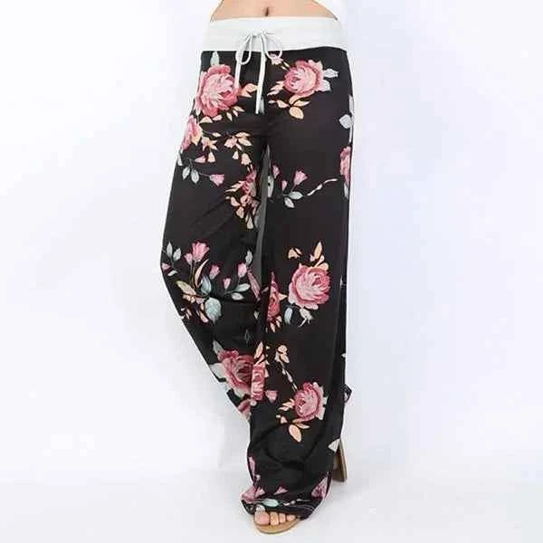 Plus Size Women S-8XL Fashion Casual Loose Stretch Printing Drawstring  Lounge Pants Pajama Long Wide Leg Pants
