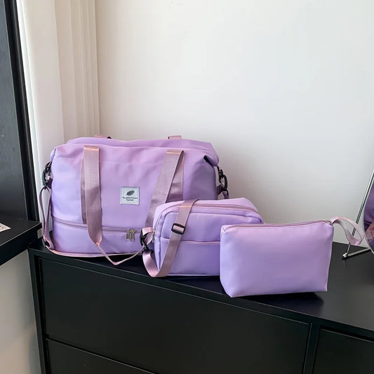 3PCS nylon travel bag set, large-capacity fashionable luggage bag, sports and fitness bag crossbody bag, suitable for daily use