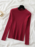 Women's O-Neck Knit Pullover Sweater - Soft Ribbed Long Sleeve