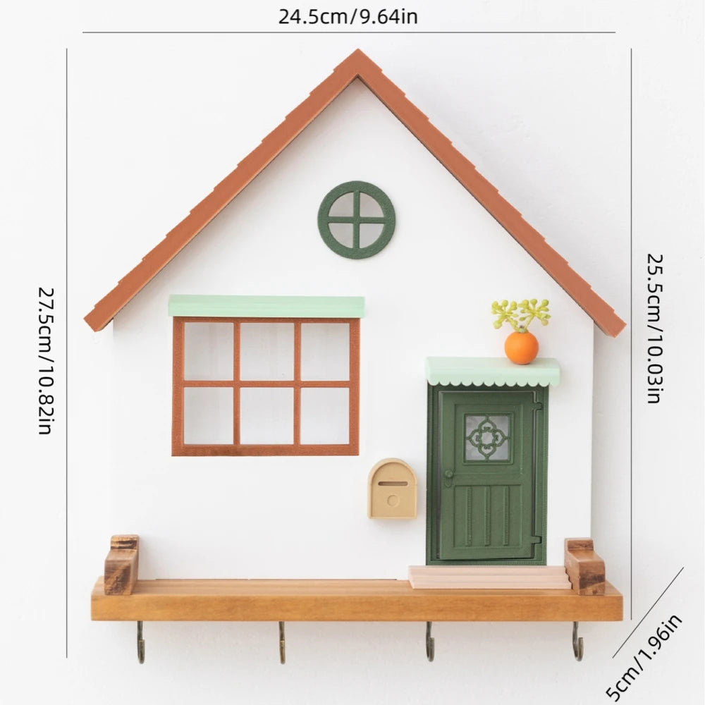 Fairytale Town Wooden Wall Hook Rack for Keys and Small Items Storage