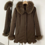 OFTBUY Women's Real Fox Fur Coat - Thick Warm Winter Jacket