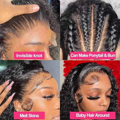 Invisi Strap Deep Curly Wave 360 Full Hd Lace Front Human Hair Wig 200% Preplucked Water Wave 13x4 Lace Frontal Wig Glueless Wig