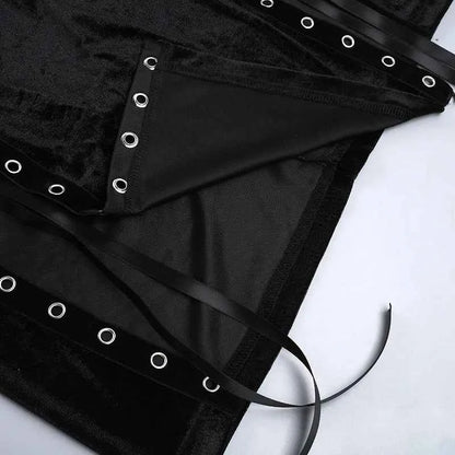 Punk Grunge High Split Hem Straps Dess 90s Streetwear Gown Women Sexy Corn Bandage Velvet Dresses Mall Gothic Clothing