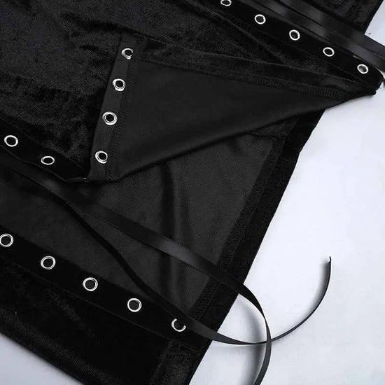 Punk Grunge High Split Hem Straps Dess 90s Streetwear Gown Women Sexy Corn Bandage Velvet Dresses Mall Gothic Clothing