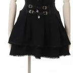 Japanese Kawaii Mini Cake Skirts Womens Jupe Fairy Bandage Lolita High Waist Y2k Aesthetic Sweet Lace Gothic JK Faldas Skirt SS69 37.69 black / S