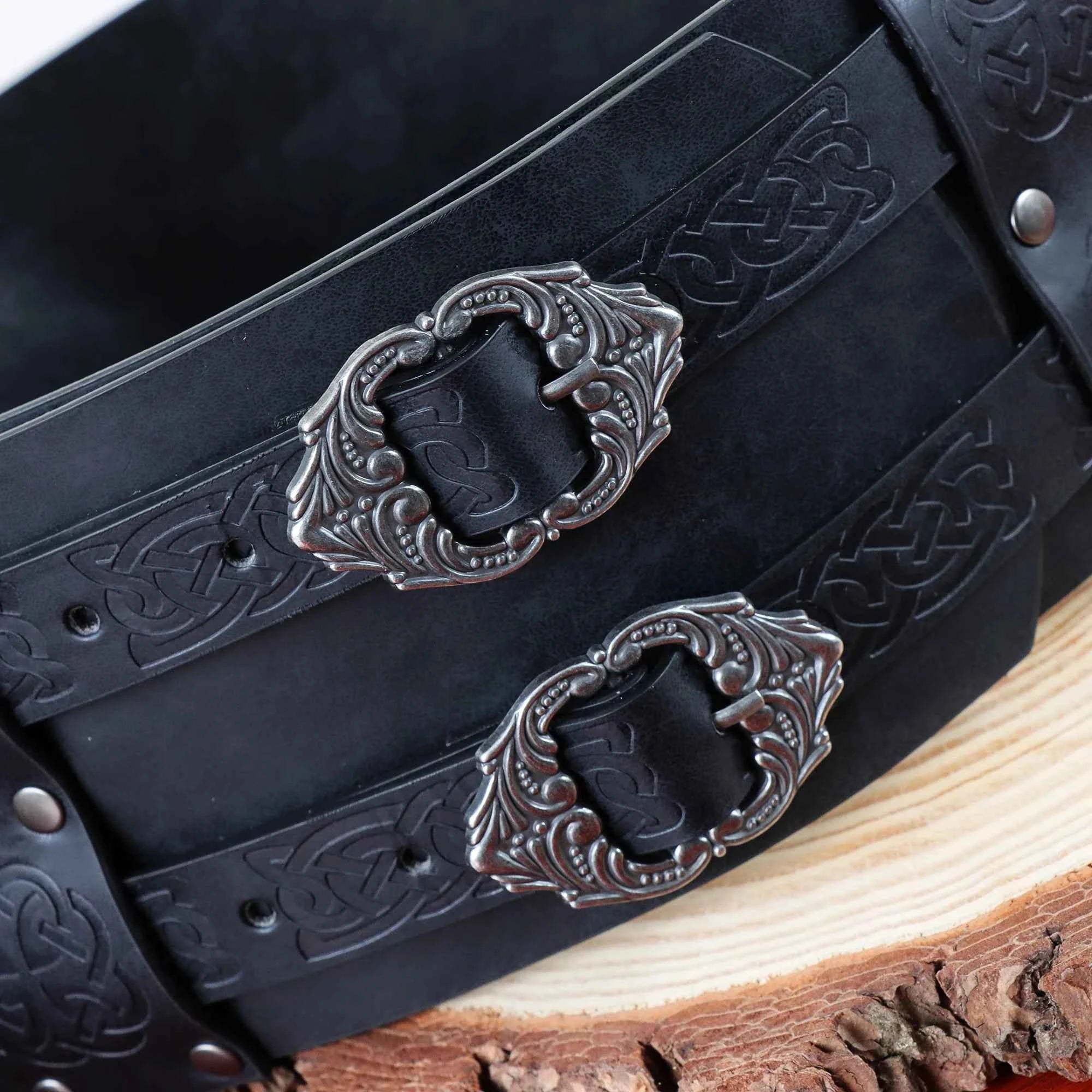 SS69 Viking Wide Waist Armor Belt, Adjustable Synthetic Leather LARP Gear