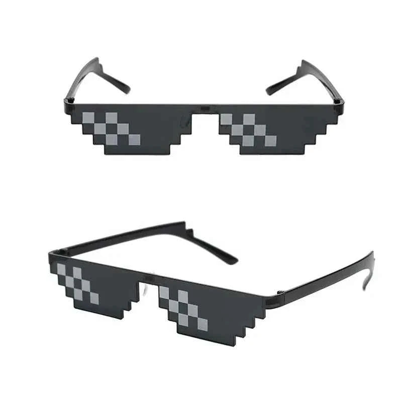 1-8pcs Mosaic Sunglasses Cool Party Vintage Shades Eyewear For Men Pixelated Sunglasses Funny Women Glasses
