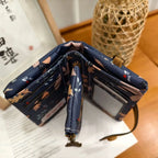 ISKYBOBCN Floral PU Leather Short Wallet with Zipper & Hasp