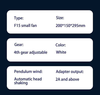 3600mAh USB Desk Fan 4 Speed Adjustable Desktop Table Fan with Strong Wind Quiet Operation Kipas USB Oscillating Fan