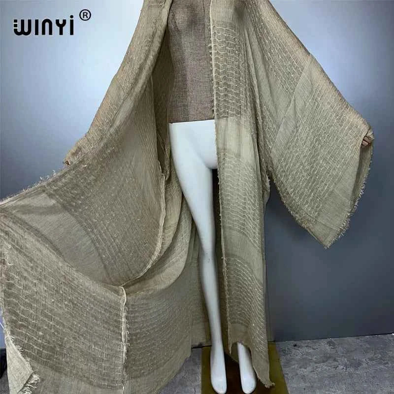 WINYI  high quality comfortable Women Soft Cardigan Loose Dress Party Boho Maxi beach Holiday Swimming Cover ups Africa Kimono
