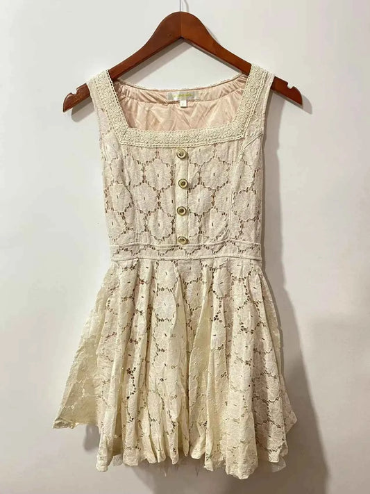 SALES Sweet Japan Liz Lisa Square Collar Princess Cotton Whole Lace Suspenders Dress