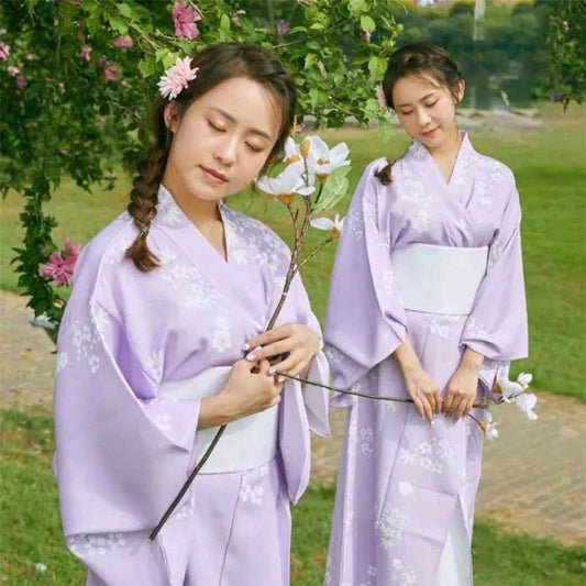 Printed Floral Traditional Japanese Kimono Elegance Asian Sakura Girl Kimono Dress Japanese Style New