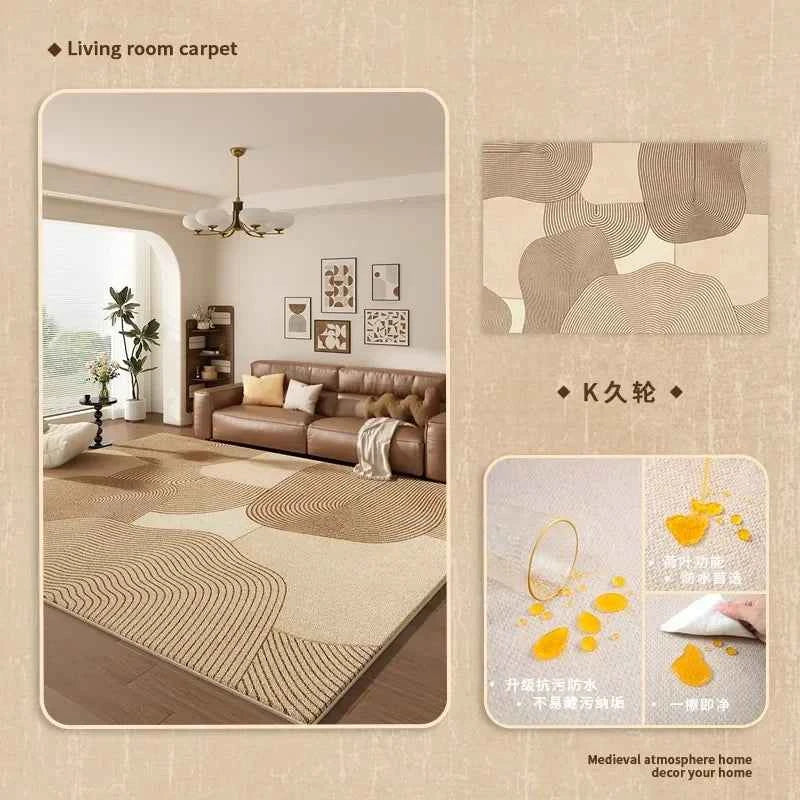 Cream Color Living Room Carpet Light Luxury Home Decoration Bedroom Rug Large Size Plush Sofa Coffee Table Floor Mat Tapis カーペット