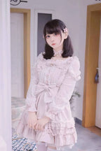 Japanese Liz Dresses Women Autumn New Girl's Sweet Cute Bud Mini Series Mass Production Angel Small Cake Dress Bow Lolita Dress