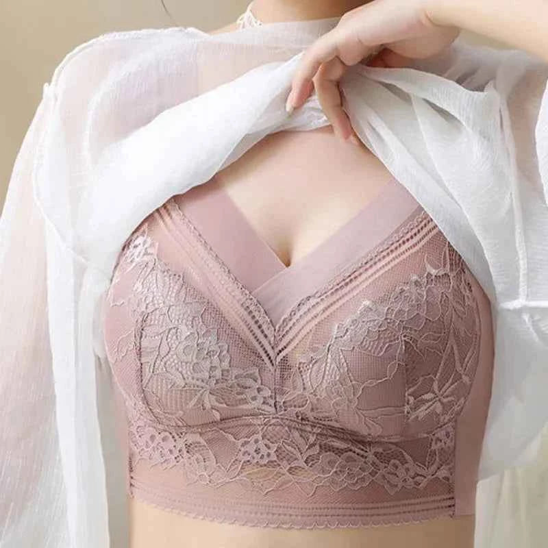 L-6L Women Large Bra Push Up Ice Silk Seamless Upper Bralette Lace Wireless Summer Bras Top Lingerie Underwear Brasieres Mujeres