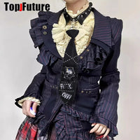 Women Men Y2K Girl Boy Gothic Harajuku Punk Steampunk Pre-Tied Ties Skeleton Necktie Accessories Halloween Cosplay Tie Choker SS69