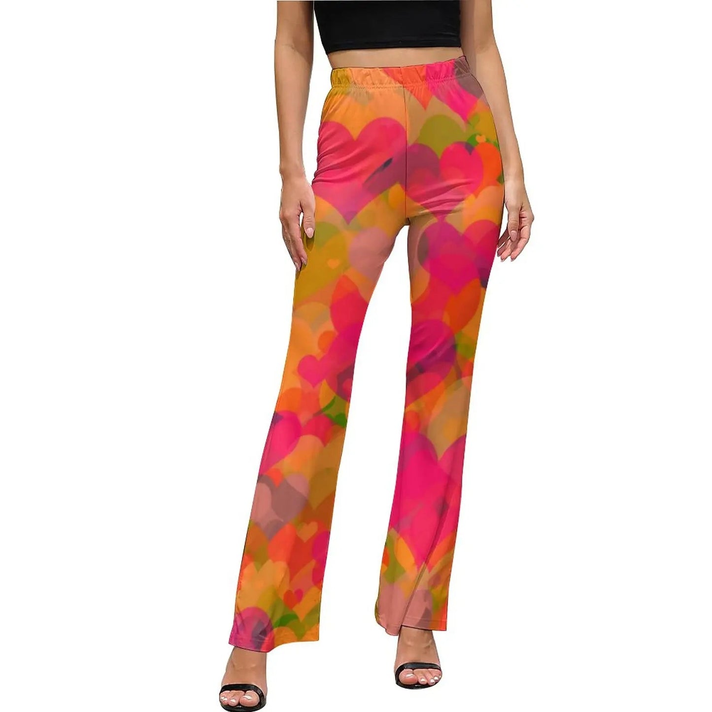 Heart Confetti Pants Elastic Waist Pink Valentines Day Streetwear Flare Pants Summer Casual Pattern Oversize Trousers SS69 34.69 style-19 / XL / CHINA