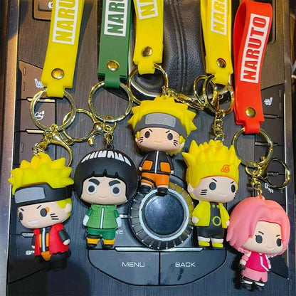 Anime Naruto Keychain Fashion Jewelry Cartoon Figure 7CM PVC Keyring Uzumaki Kakashi Action Figures for Men Women Bag Pendant