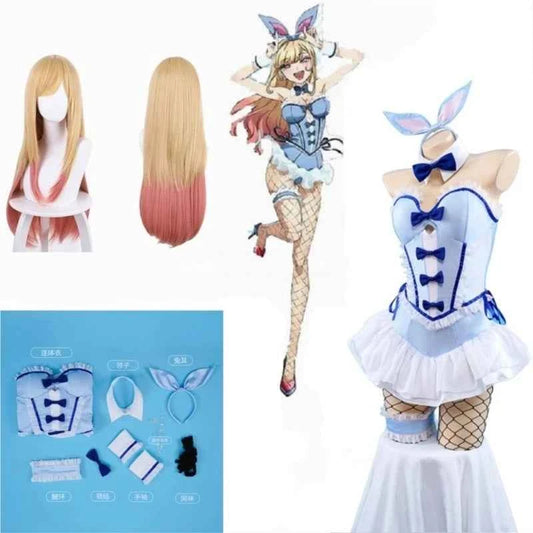 My Dress-Up Darling Kitagawa Marin Cosplay Blue Bunny Girl Marin Kitagawa Wig Bunny Ear Cosplay Costume Con Outfit
