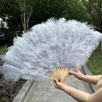 Large Ostrich Feather Fan 130cm - Carnival & Stage Performance