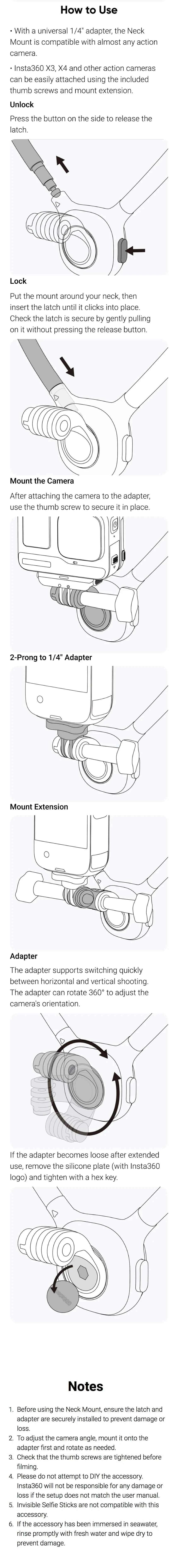Insta360 X5 Neck Mount Necklace 360 Rotation Holder Quick Release POV For Insta 360 X4 GO 3S X3 Ace Pro 2 Original Accessories
