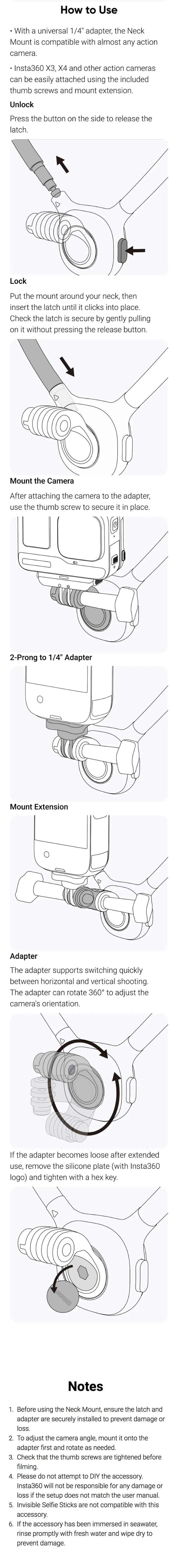 Insta360 X5 Neck Mount Necklace 360 Rotation Holder Quick Release POV For Insta 360 X4 GO 3S X3 Ace Pro 2 Original Accessories