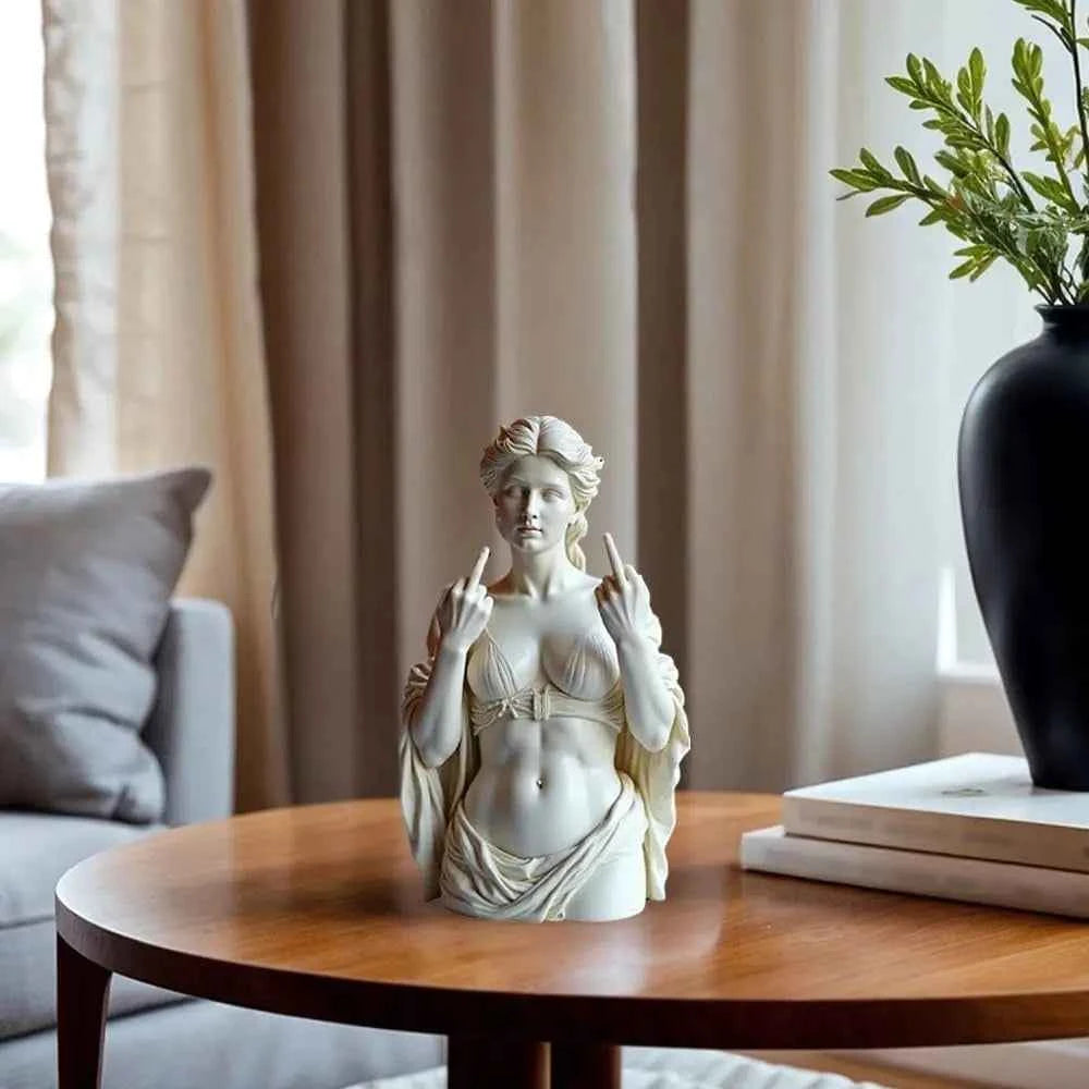 Vienna Goddess Statue With Vertical Middle Finger Resin Craftsmanship 3d Mocking Goddess Ornament For Home Decor