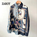 Camisas Newest Exclusive Women Luxury Shirt Long Sleeve Lapel Satin Shirt Old Money Print Brand Design Shirt OL Blouse руба