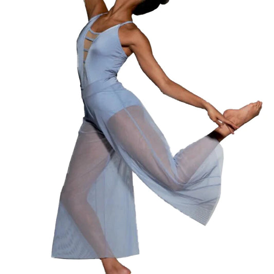MiDee Women's Contemporary Dance Leotard with Mesh Culotte Pants Set