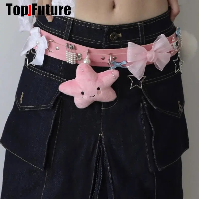 SS69 Gothic Lolita Punk Harajuku Belt with Heart, Star, and Bow Pendants