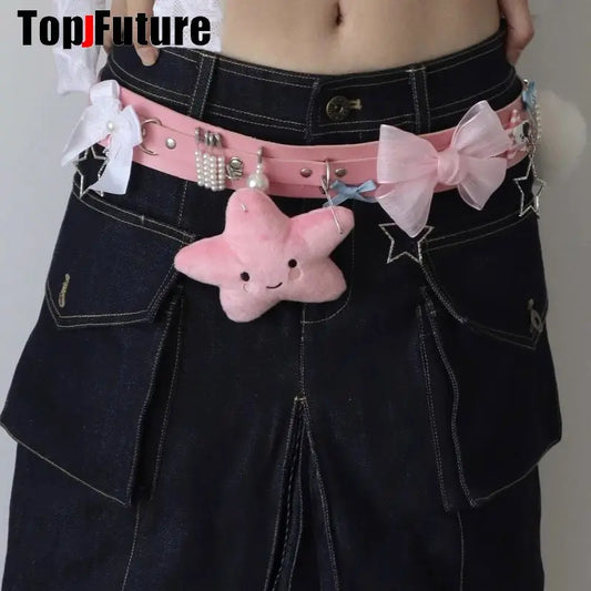 SS69 Gothic Lolita Punk Harajuku Belt with Heart, Star, and Bow Pendants
