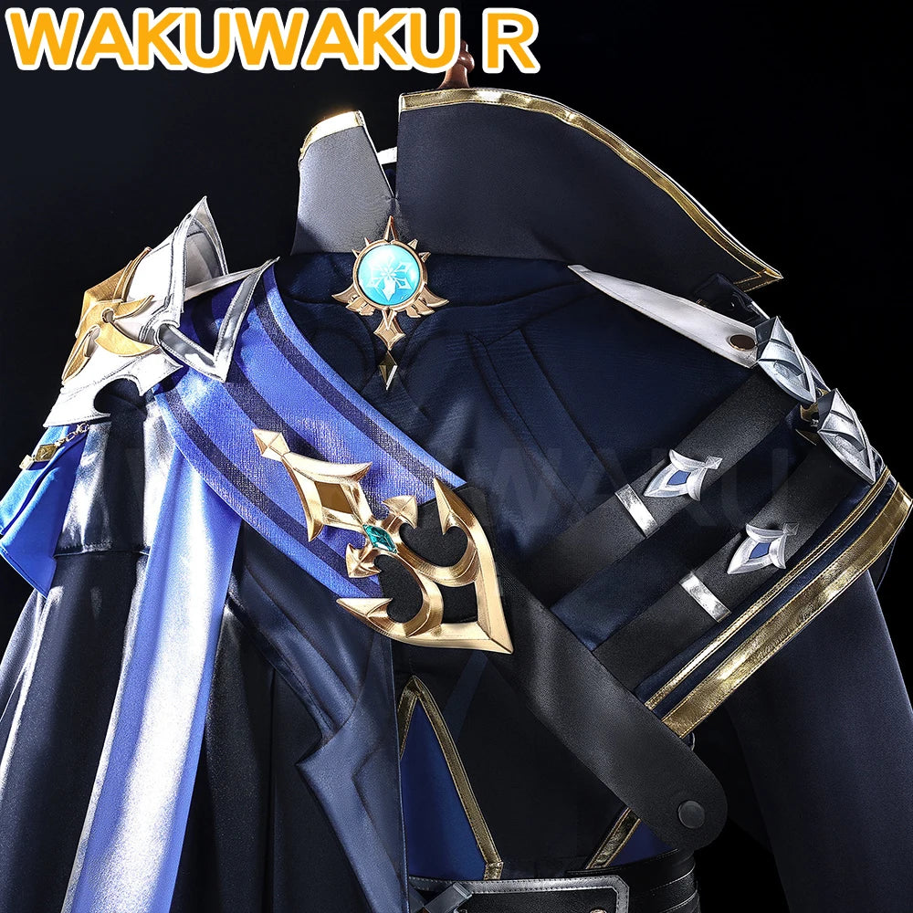 【Ready For Ship】Lohen Cosplay Costume Game Genshin Impact【S-2XL】WakuWaku-R Men Lohen Knights of Favonius Wig Plus Size