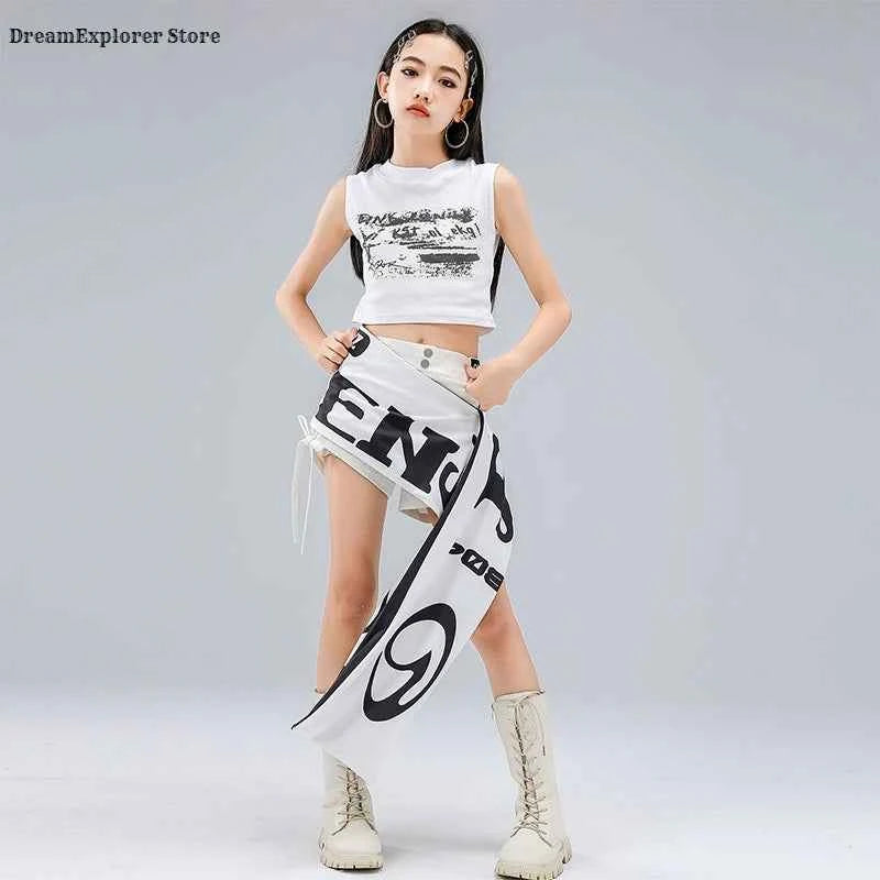 Hip Hop Girls Fashion Crop Top Street Dance Shorts Kids K-pop Streetwear Hot Pants Costume Children Jazz Girl Group Clothes Sets