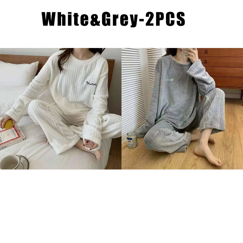 Women's Coral Fleece Pajama Set - Cozy Winter Loungewear