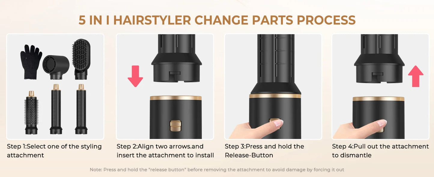 Hair Dryer 5 in 1 Electric Comb Negative Ion Straightener Comb Curling Iron Detachable Multifunctional Heating Brush Hair Dryer SS69