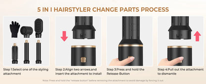 Hair Dryer 5 in 1 Electric Comb Negative Ion Straightener Comb Curling Iron Detachable Multifunctional Heating Brush Hair Dryer SS69