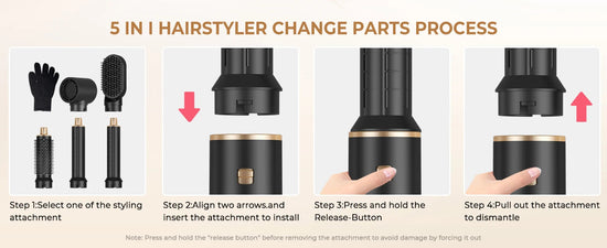 Hair Dryer 5 in 1 Electric Comb Negative Ion Straightener Comb Curling Iron Detachable Multifunctional Heating Brush Hair Dryer SS69