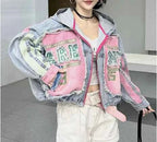 Womens Spring New 2026 Splicing Hooded Retro Denim Jacket Fashion Short Loose Versatile Zipper Long Sleeve Street Jackets