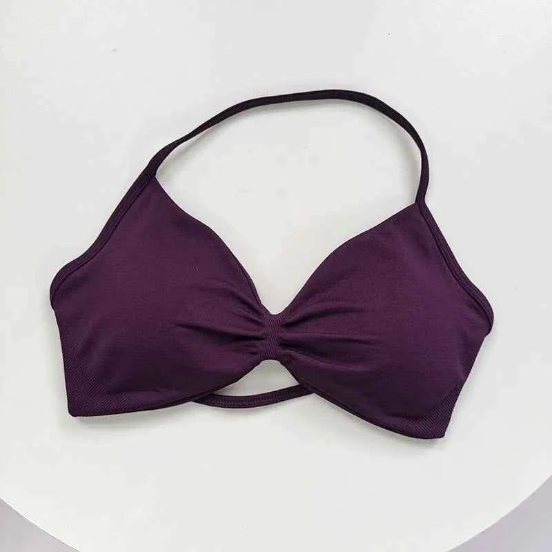 Women's High-Support Lace-Up Sports Bra - Thin-Strap Camisole, Seamless, Tight-Fit for Push-Up Training & Yoga, Gym Top