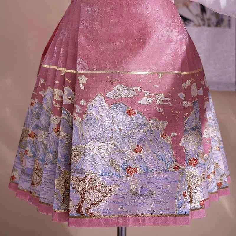 Summer New Short Horse Face Skirt White Short Set Retro Thickened Ming System Improved Han Element Chinese Style Tang Suit