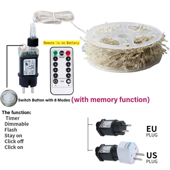 6M-50M Cluster Firecracker String Lights Fairy Christmas Light Garland LED For Wedding Party New Year Christmas Tree Decor Lamps