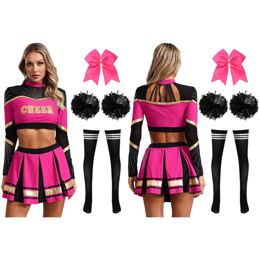 SS69 Women Cheerleading Performance Costume Set with Crop Top and Skirt