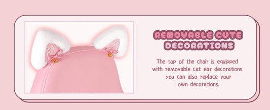 Pink Gaming Chair Cute with Cat Ears and Cat Paw Lumbar Cushion, Ergonomic Computer Chair for Girl with Footrest and Headrest SS69