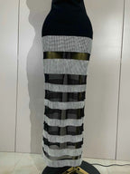 Elegangt Shiny Sexy Mesh Strapless Bodycon Long Bandage Dresses Women Club Birthday Evening Party Slim Celebrity Guest Dresses
