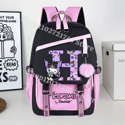 Sanrio Kuromi Large Capacity Backpack for Students Cartoon Letter A-Z Printed Schoolbag Fashion Book Stationery Storage Bag Gift SS69 24.69 KRM 944-KT 1063