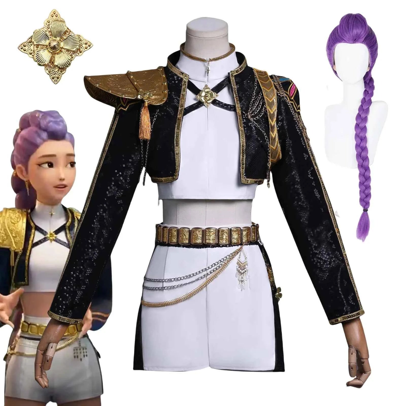 Anime Rumi Cosplay Costume Wig Woman Black White Uniform Christmas Halloween Party Clothing